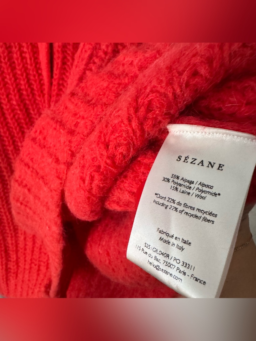 Sezane Emile Cardigan Red Knit Sweater Wool Alpaca - Picture 7 of 8